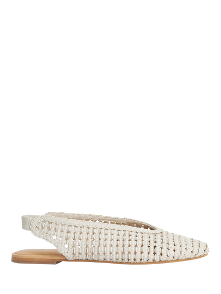 Dune London Hollianne Woven Leather Slingback Ballerina Pumps, White