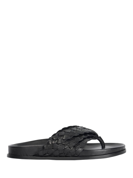 Dune London Lindie Woven Leather Toe Post Sandals, Black