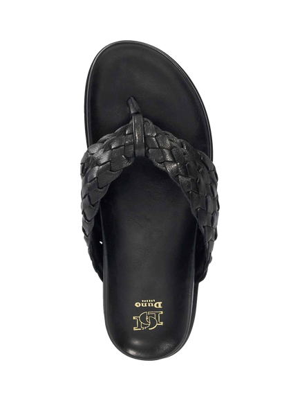 Dune London Lindie Woven Leather Toe Post Sandals - view 2, Black