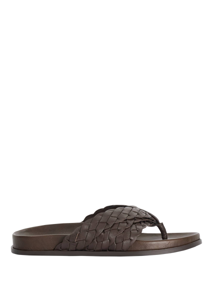 Dune London Lindie Woven Leather Toe Post Sandals, Brown
