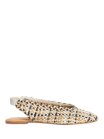 Dune London Hollianne Woven Leather Slingback Ballerina Pumps, Multi