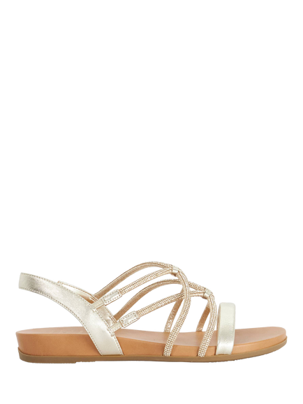 Dune London Lyrically Wide Fit Strappy Leather Sandals, Gold, Gold
