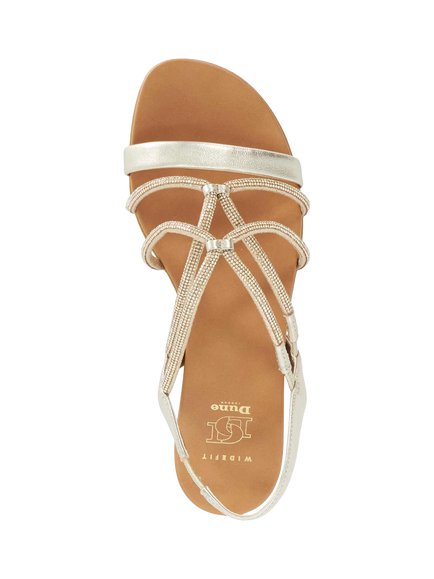 Dune London Lyrically Wide Fit Strappy Leather Sandals, Gold - view 2, Gold