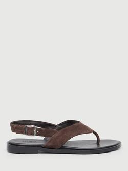 HUSH Zenya Suede Strappy Sandals, Dark Brown, Dark Brown