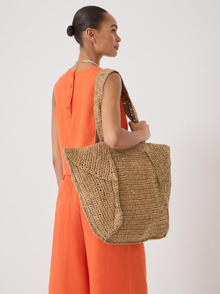 HUSH Aster Raffia Panel Tote Bag, Natural - view 2, Natural