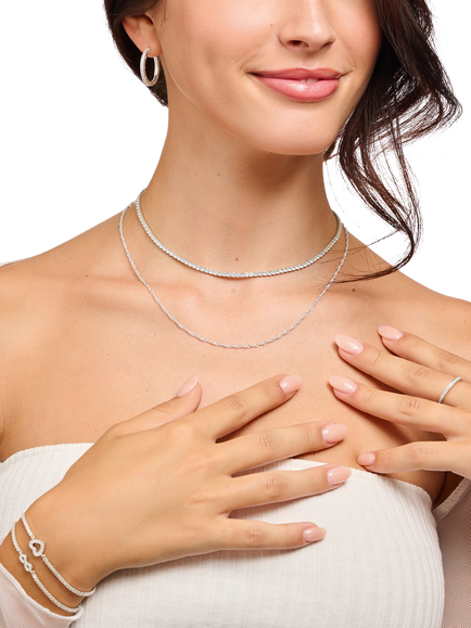 THOMAS SABO Cubic Zirconia Necklace, Silver - view 2, Silver