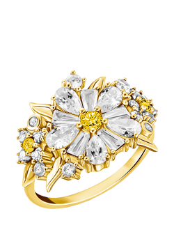 THOMAS SABO Crystal Flower Cocktail Ring, Gold, Gold