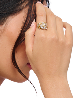 THOMAS SABO Crystal Flower Cocktail Ring, Gold - view 2, Gold