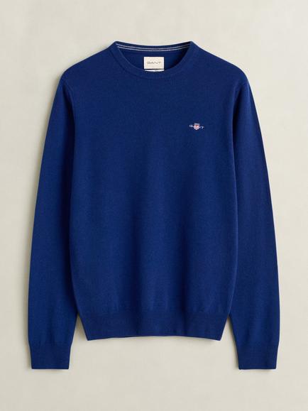 GANT Superfine Wool Crew Neck Jumper, Crisp Blue, Crisp Blue