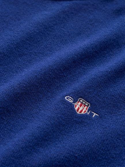 GANT Superfine Wool Crew Neck Jumper, Crisp Blue - view 2, Crisp Blue