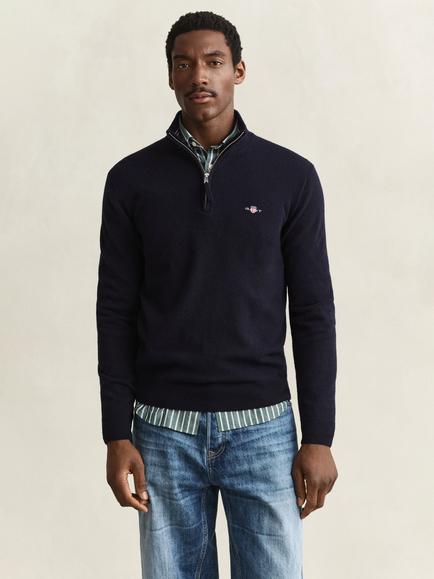 GANT Superfine Wool Half Zip Jumper, Marine, Marine