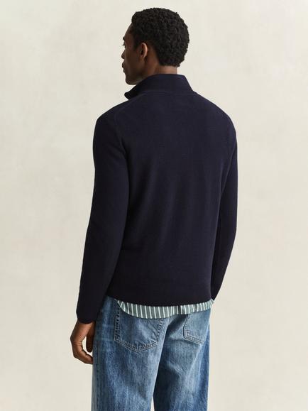 GANT Superfine Wool Half Zip Jumper, Marine - view 2, Marine