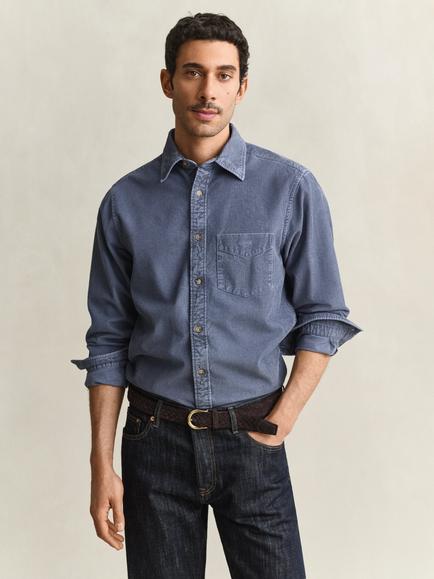 GANT Cotton Regular Fit Patch Pocket Corduroy Shirt, Blue Horizon, Blue Horizon