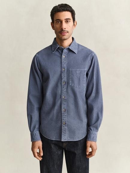 GANT Cotton Regular Fit Patch Pocket Corduroy Shirt, Blue Horizon - view 2, Blue Horizon