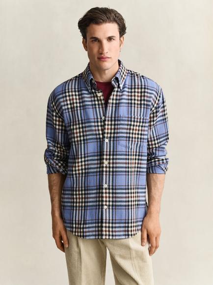 GANT Button Down Check Wool Shirt, Clear Sky, Clear Sky