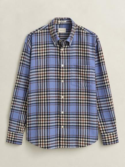 GANT Button Down Check Wool Shirt, Clear Sky, Blue