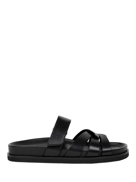 Bobbies Atlas Leather Footbed Sandals, Passion Black, Passion Black