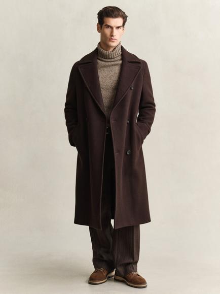 GANT Belted Wool Blend Coat, Black Brown, Black Brown