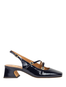 Bobbies Becca Crumpled Patent Leather Slingback Mary Janes, Shiver Blue