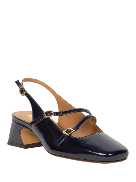 Bobbies Becca Crumpled Patent Leather Slingback Mary Janes - view 2, Shiver Blue
