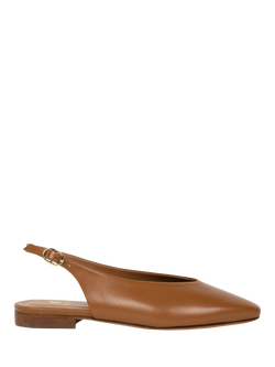 Bobbies Anouk Leather Square Toe Slingback Ballerina Pumps, Camel
