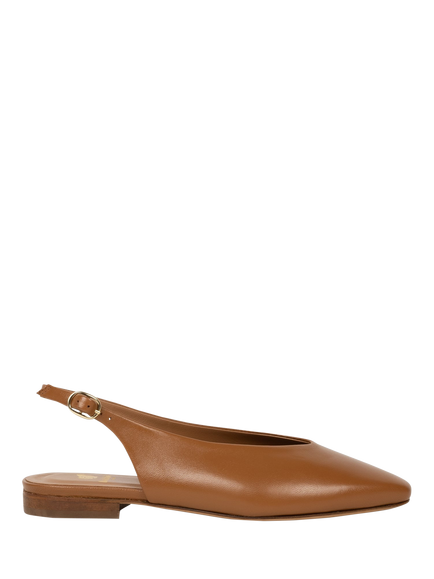 Bobbies Anouk Leather Square Toe Slingback Ballerina Pumps, Camel