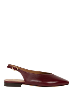 Bobbies Anouk Leather Square Toe Slingback Ballerina Pumps, Garnet