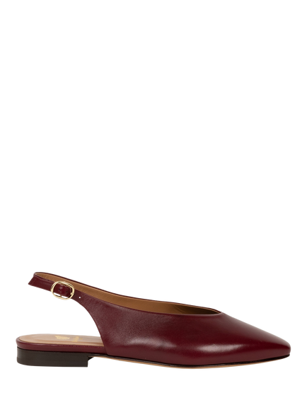 Bobbies Anouk Leather Square Toe Slingback Ballerina Pumps, Garnet