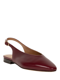 Bobbies Anouk Leather Square Toe Slingback Ballerina Pumps - view 2, Garnet