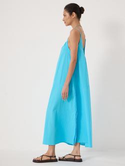 HUSH Strappy Seersucker Maxi Beach Dress, Turquoise - view 2, Turquoise