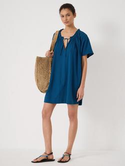 HUSH Tie Side Beach Mini Dress, Mid Blue, Mid Blue