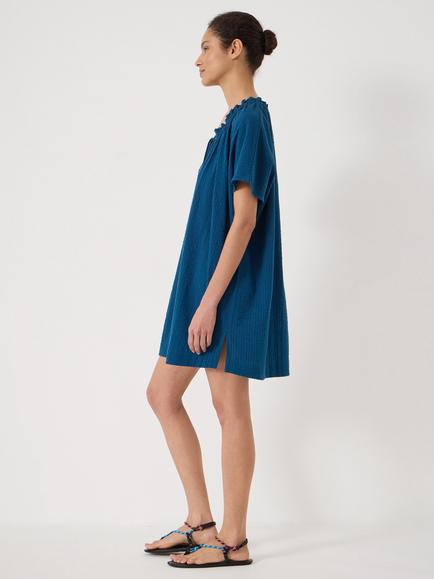 HUSH Tie Side Beach Mini Dress, Mid Blue - view 2, Mid Blue