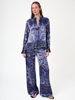Amanda Wakeley Blythe Long Sleeve Paisley Shirt, Blue Multi - view 2, Blue Multi