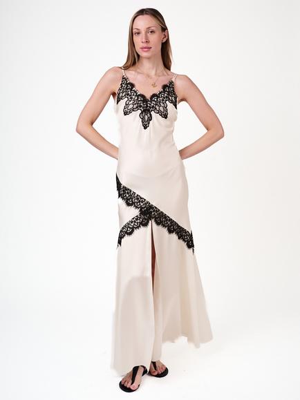 Amanda Wakeley Indre Silk Blend Lace Maxi Dress, White/Black