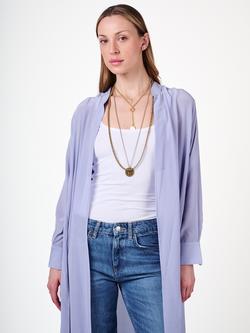 Amanda Wakeley Sophia Pure Silk Semi Sheer Long Shirt - view 2, Cornflower