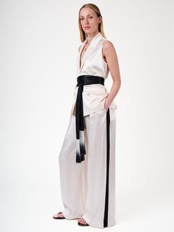 Amanda Wakeley Nika Tailored Waistcoat, White/Black - view 2, White/Black