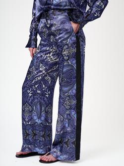 Amanda Wakeley Bethany Paisley Trousers, Blue Multi - view 2, Blue Multi