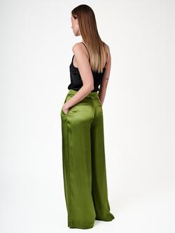 Amanda Wakeley Emilia Pleated Wide Leg Trousers, Green - view 2, Green