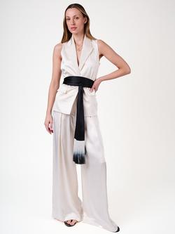 Amanda Wakeley Nico Side Stripe Trousers, White/Black, White/Black