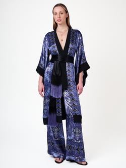 Amanda Wakeley Sylvie Tie Waist Kimono Jacket, Blue Multi, Blue Multi