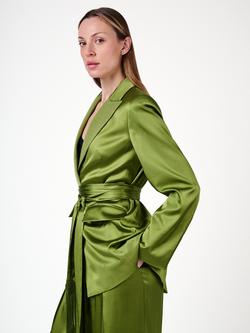 Amanda Wakeley Olivia Satin Suit Jacket, Green - view 2, Green