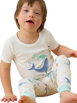 MORI Kids' Ocean Dreams Short Sleeve Pyjama Set, Multi - view 2, Multi