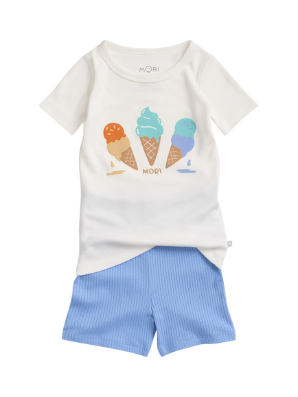 MORI Kids' Ice Cream Party Summer Pyjama Set, Multi, Multi