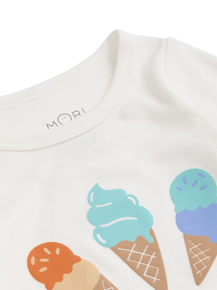 MORI Kids' Ice Cream Party Summer Pyjama Set, Multi - view 2, Multi