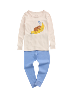 MORI Kids' Dreaming Monkey Pyjama Set, Cream/Multi, Cream/Multi