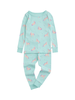 MORI Baby Unicorn Dreams Long Sleeve Pyjama Set, Blue/Multi, Blue/Multi