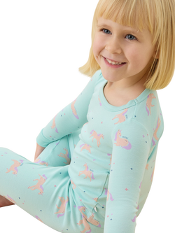 MORI Baby Unicorn Dreams Long Sleeve Pyjama Set, Blue/Multi - view 2, Blue/Multi