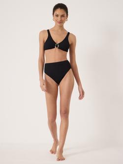 HUSH Hammered Trim Crinkle Bikini Top, Black, Black