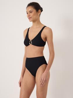 HUSH Hammered Trim Crinkle Bikini Top, Black - view 2, Black
