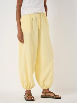HUSH Cotton Balloon Seersucker Beach Trousers, Pale Yellow, Pale Yellow